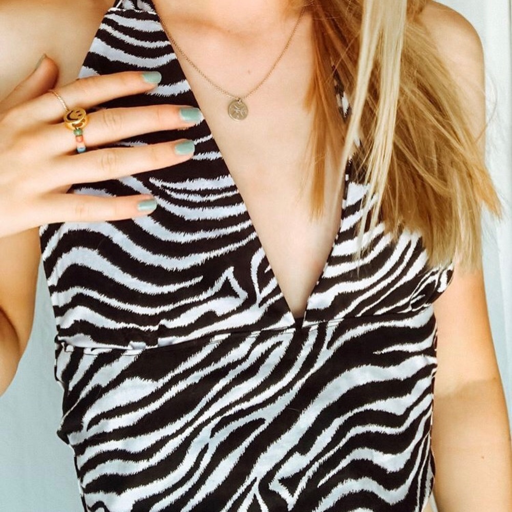 zebra halter top made by me!